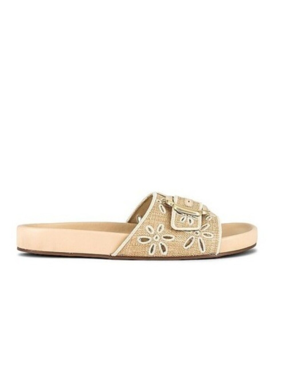 Larroude Chloe Slides Eyelet Embroidered Big Buckle Size 6